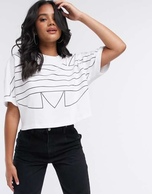 Adidas originals trefoil outlet crop top