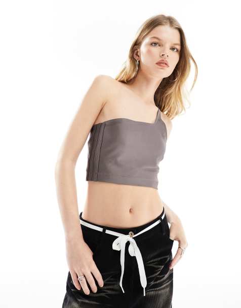 adidas Originals - Crop top asimmetrico nero con elastan - view 1