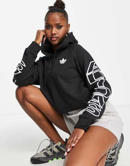 Adidas black cropped outlet hoodie