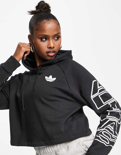 Cropped black cheap adidas hoodie