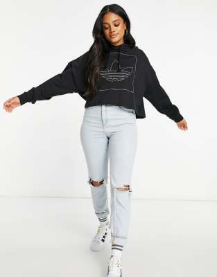 adidas cropped hoodie black