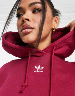 adidas cropped hoodie burgundy