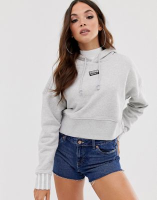 grey adidas cropped hoodie