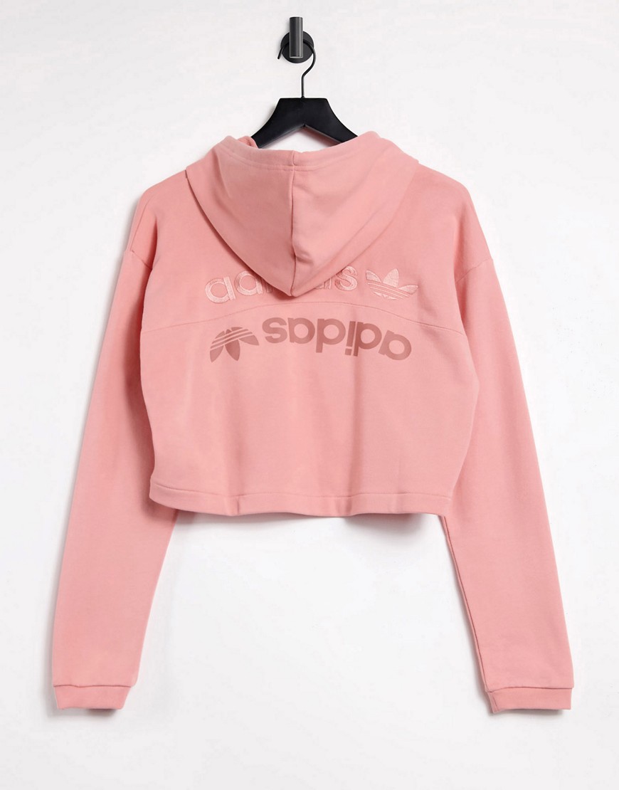 Adidas Originals cropped hoodie in pink