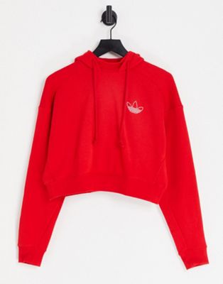 adidas Originals cropped hoodie in red