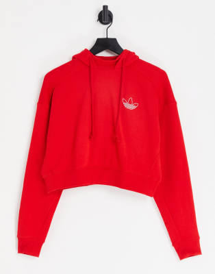 adidas Originals cropped hoodie in red