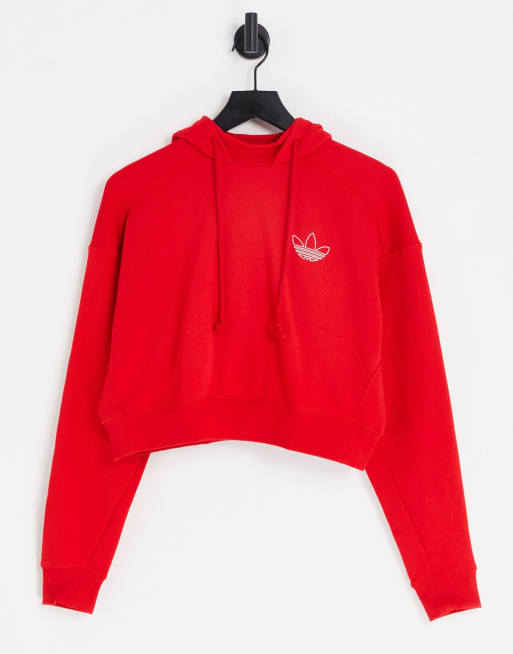 Adidas cropped hoodie red hotsell