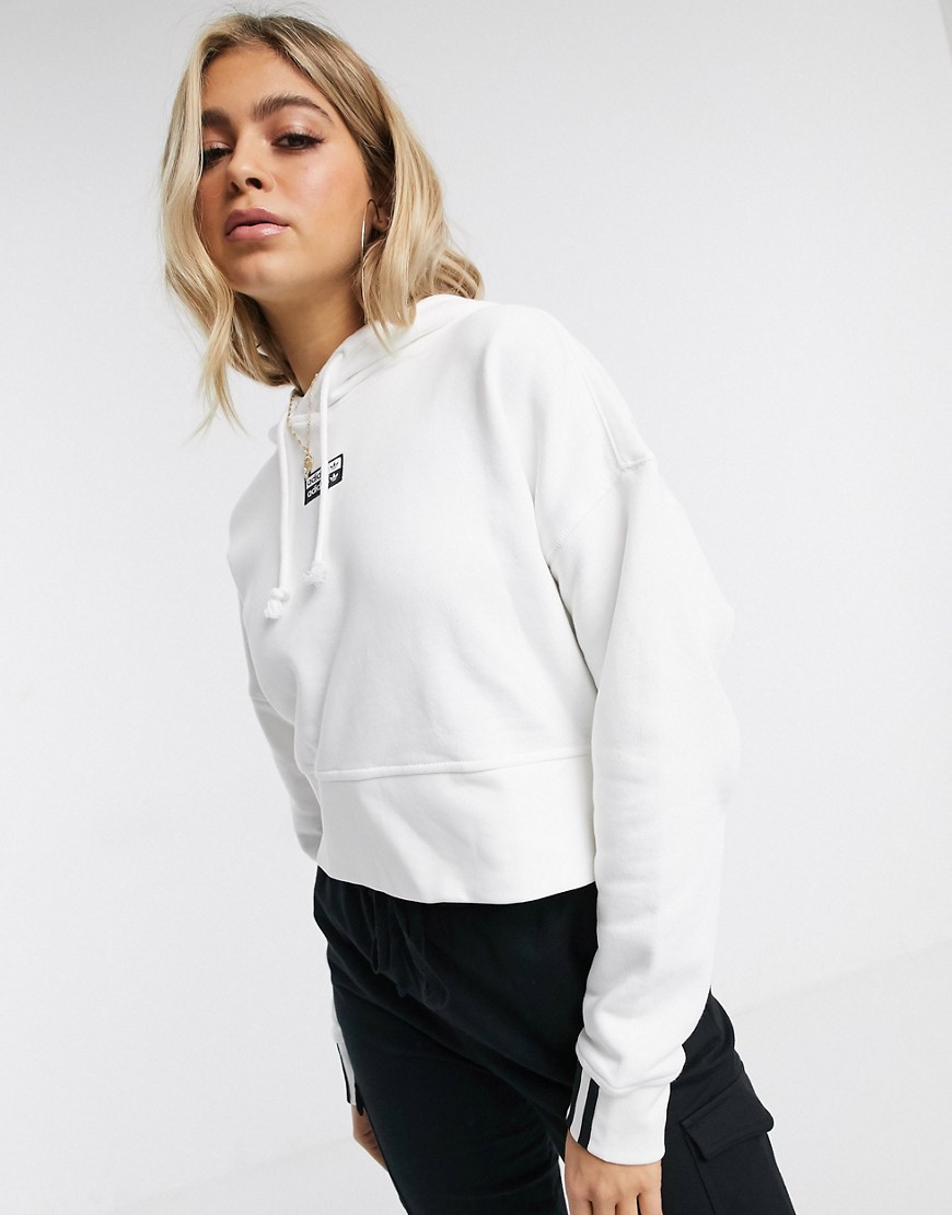 adidas Originals cropped hoodie in white