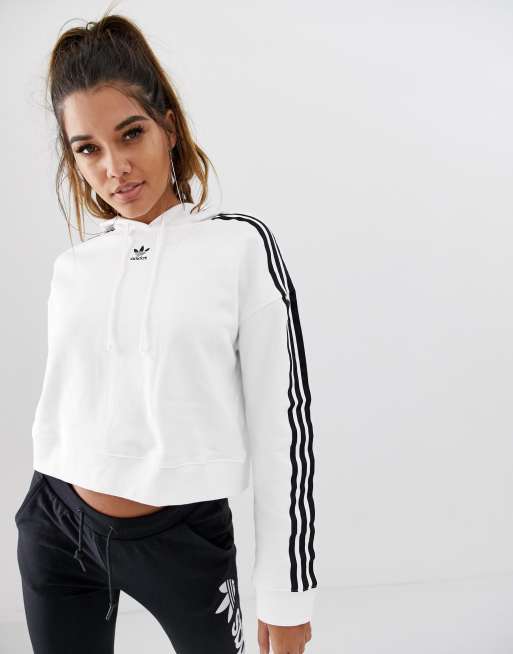 Adidas white 2025 crop sweatshirt