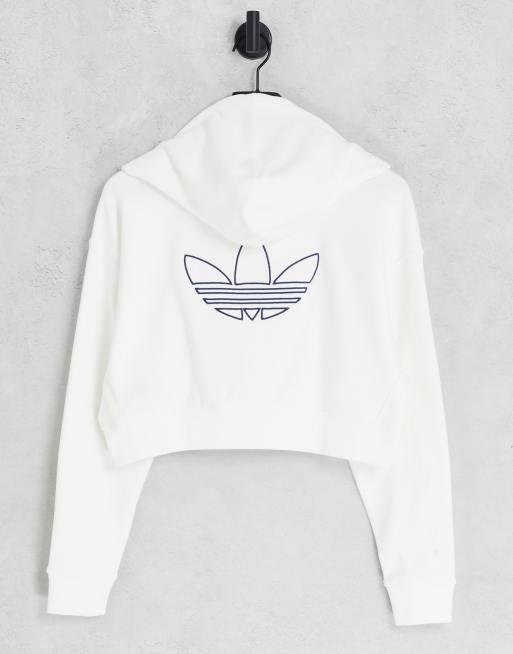 Adidas white crop hoodie best sale