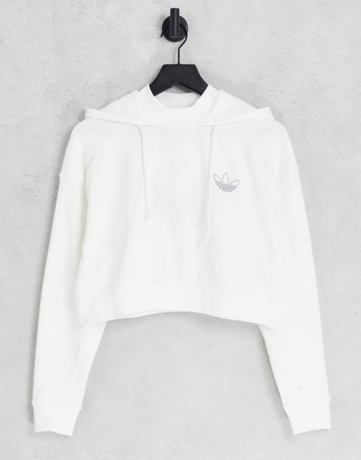 White cropped hot sale adidas hoodie