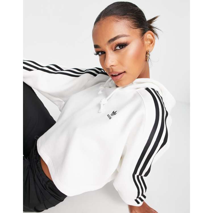 Adidas women's clearance white cropped hoodie