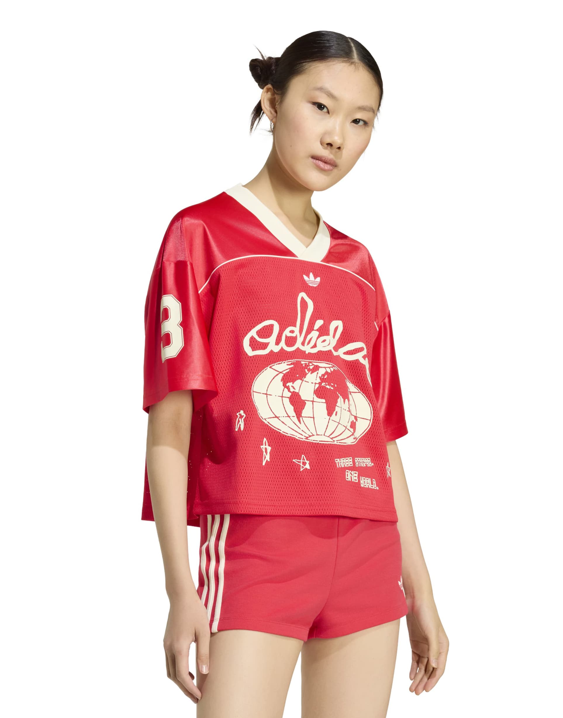 adidas originals cropped jersey in red