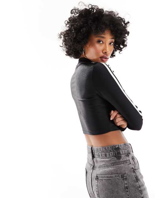 adidas Originals cropped long sleeve top in black | ASOS