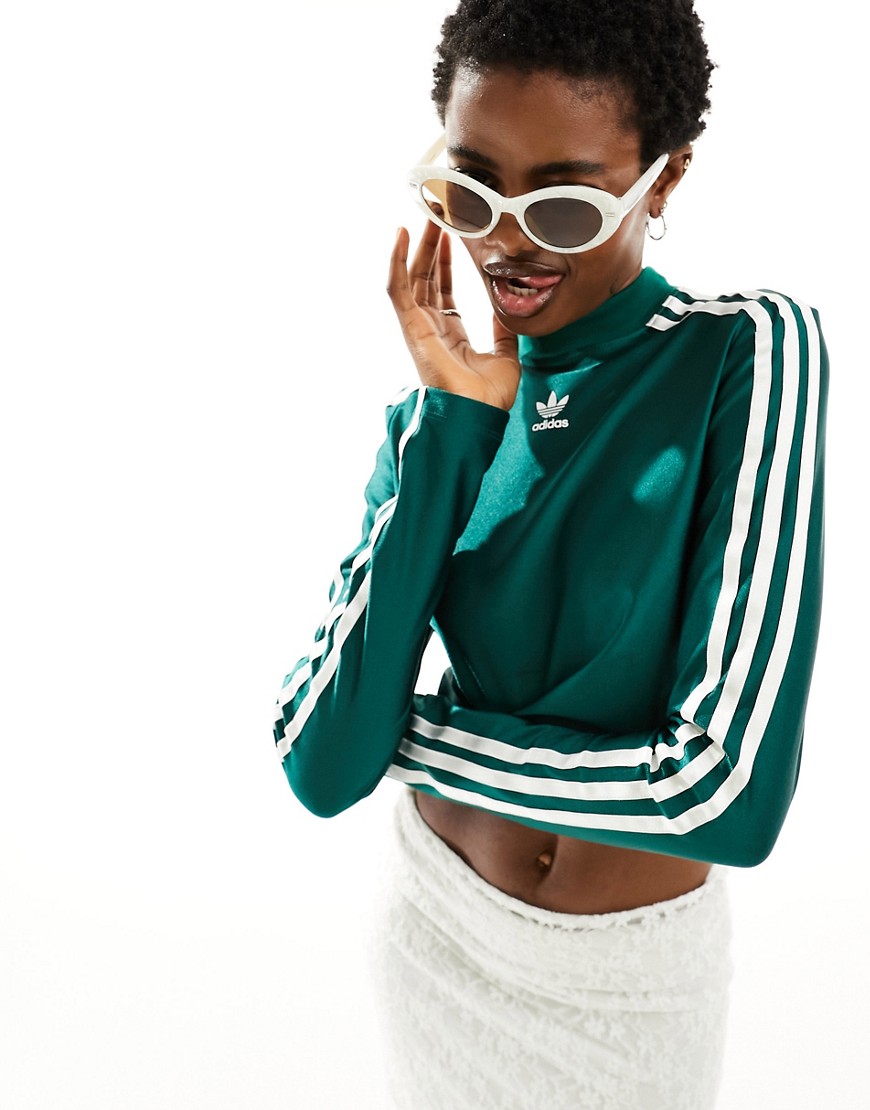 adidas Originals cropped long sleeve top in green