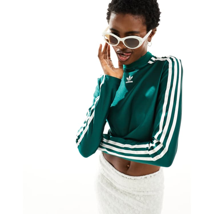 Adidas originals high neck cropped sweat in khak hotsell