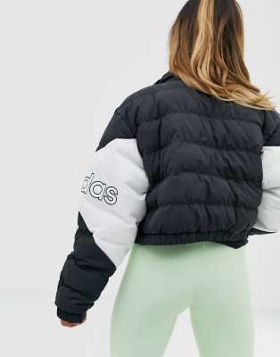 black crop puffer jacket by adidas