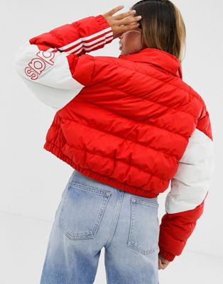 adidas cropped puffer jacket red