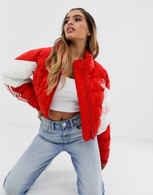 adidas cropped jacket red