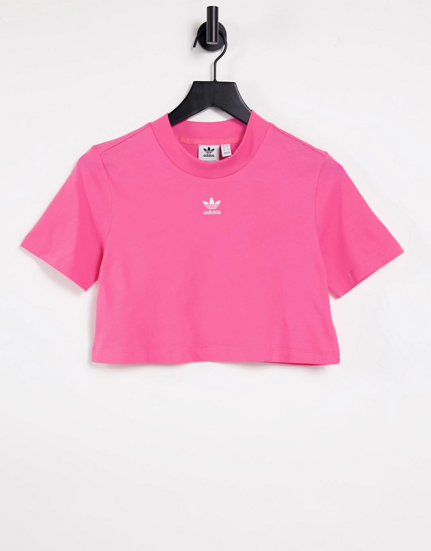 Adidas Originals cropped short sleeve tshirt in pink