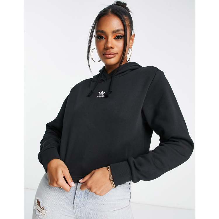 adidas Originals cropped small logo hoodie in black | ASOS