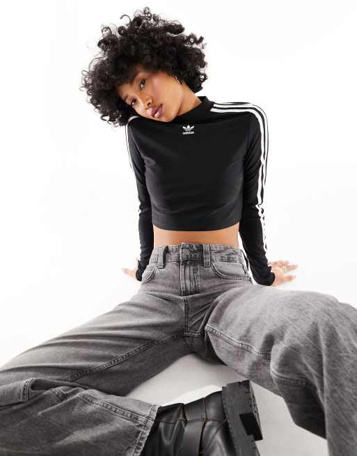 adidas Originals - Cropped sort top med lange ærmer
