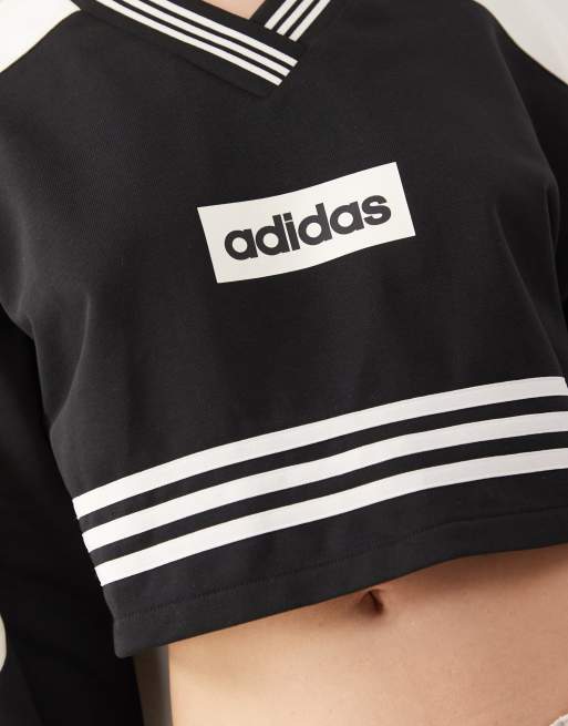 adidas Originals cropped sweatshirt in black
