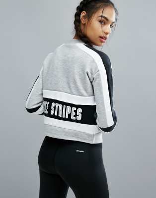 adidas 3 stripe crop hoodie