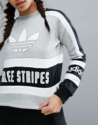 adidas originals stripe crop overhead hoodie