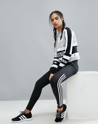 adidas originals cropped sweatshirt with three stripe block logo