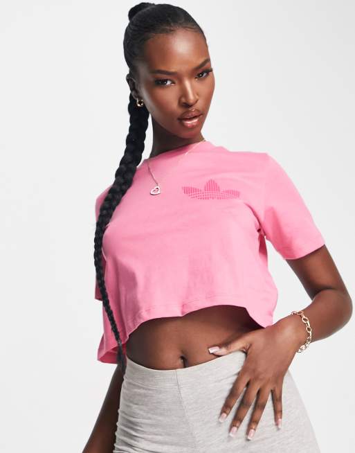 adidas Originals cropped t shirt in pink ASOS