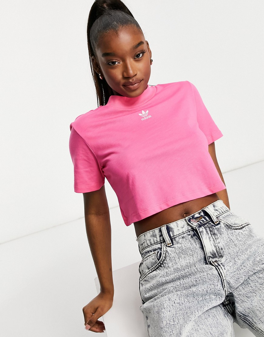 Adidas Originals cropped t-shirt in pink-Multi