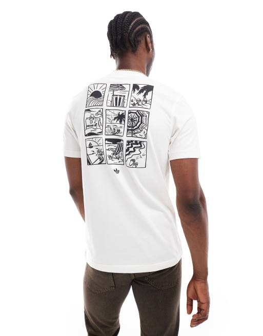 adidas Originals - Cropped T-shirt met grafische print in gebroken wit