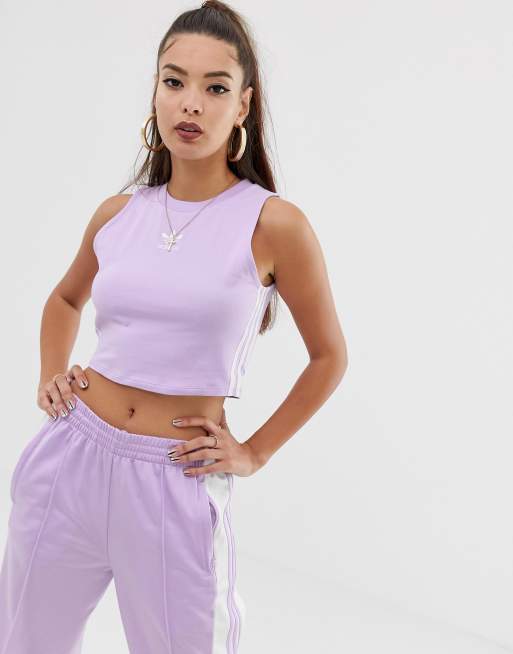 Adidas crop store top purple