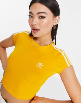 adidas Originals cropped three stripe t-shirt in orange