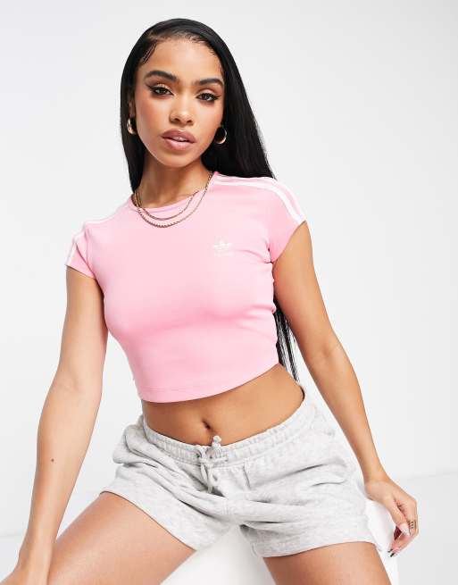 adidas Originals cropped three stripe in pink | ASOS