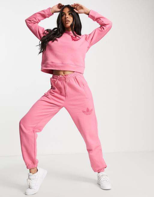 adidas Originals cuffed joggers in pink with tonal trefoil ASOS