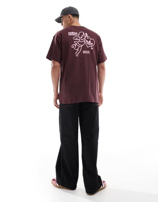 adidas Originals cupid graphic t-shirt in burgundy