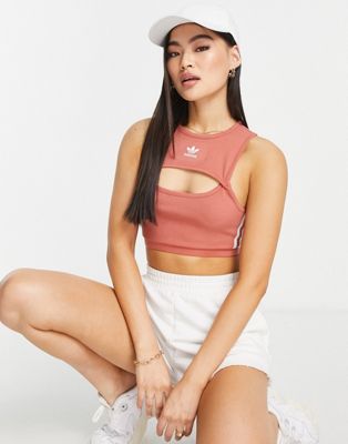 adidas Originals cut out cropped top in rust