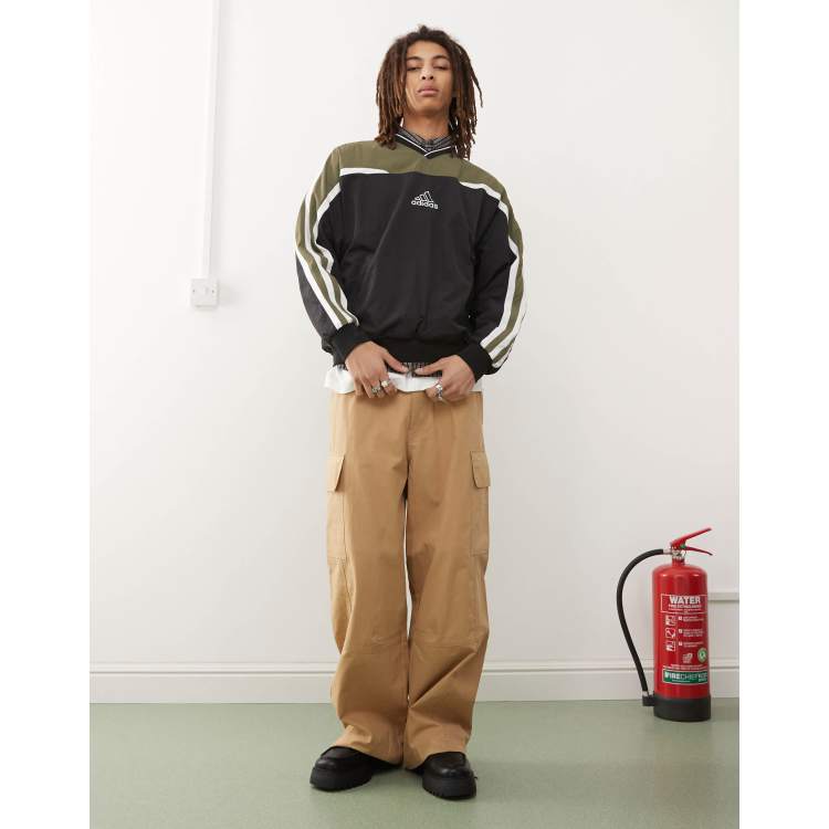 【adidas】CUTLINE PULLOVER LONG-SLEEVE TOP★プルオーバー adidas Originals Cutline Pullover Long Sleeve Top - Black