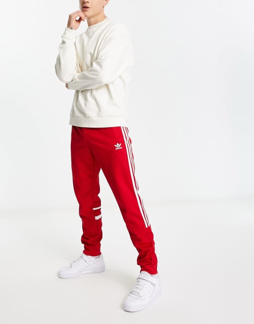 Adidas red sweatpants hot sale