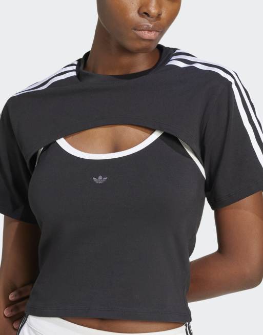 adidas Originals Cutout cali tee in black / white | ASOS