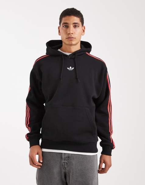 adidas Originals – Czarna bluza z kapturem wykończona paskami - view 1