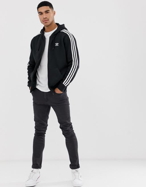 Zip hoodie with small trefoil logo black dv1551 black, , XS XXL (adidas Originals)