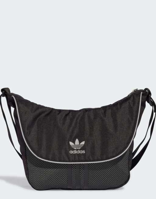 adidas Originals – Czarna torebka na ramię z odblaskowymi srebrnymi wstawkami