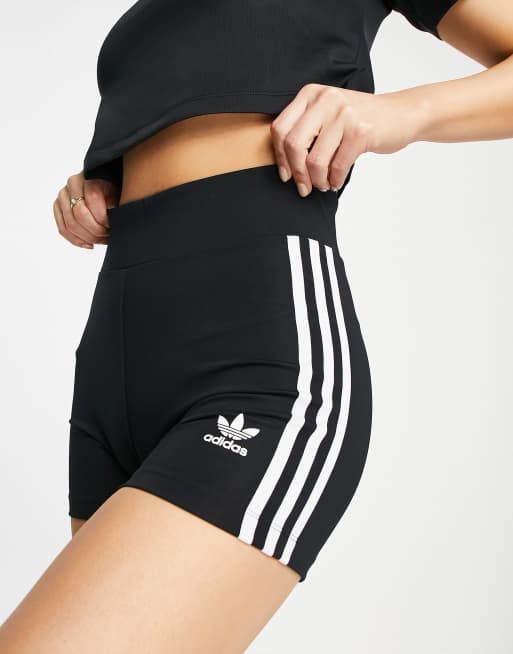 adidas Originals – Czarne szorty booty z trzema paskami 
