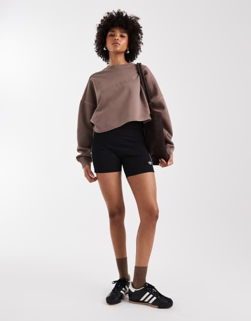 adidas Originals – Czarne szorty z 3 paskami w białym kolorze