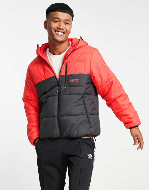 adidas Originals – Czarno-czerwona ocieplana kurtka