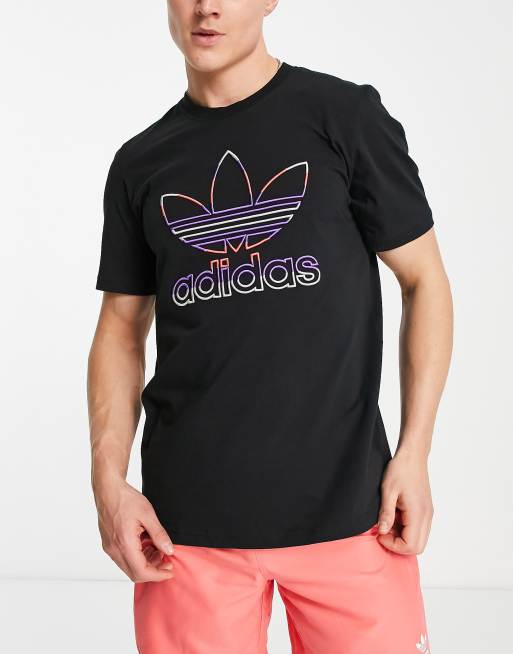 adidas Originals – Czarny T-shirt z dużym konturowym logo