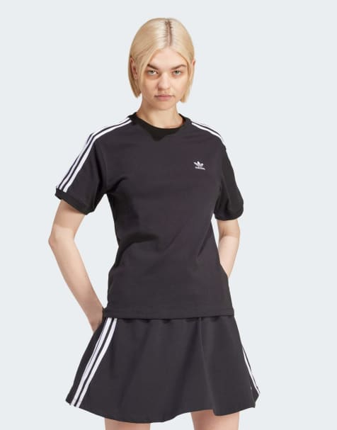 adidas Originals – Czarny T-shirt z trzema paskami - view 1